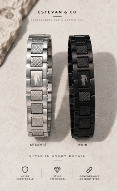 Bracelet Homme — Argenté & Noir — Estevan & Co.