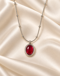 Collier Pierre Ovale Unisexe — Rouge Profond — Estevan & Co.