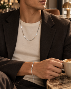 Ensemble Homme Chaine + Bracelet — porté — Estevan & Co.