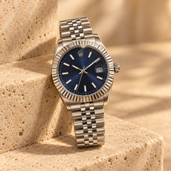 Montre Classique Homme — Cadran Bleu Nuit