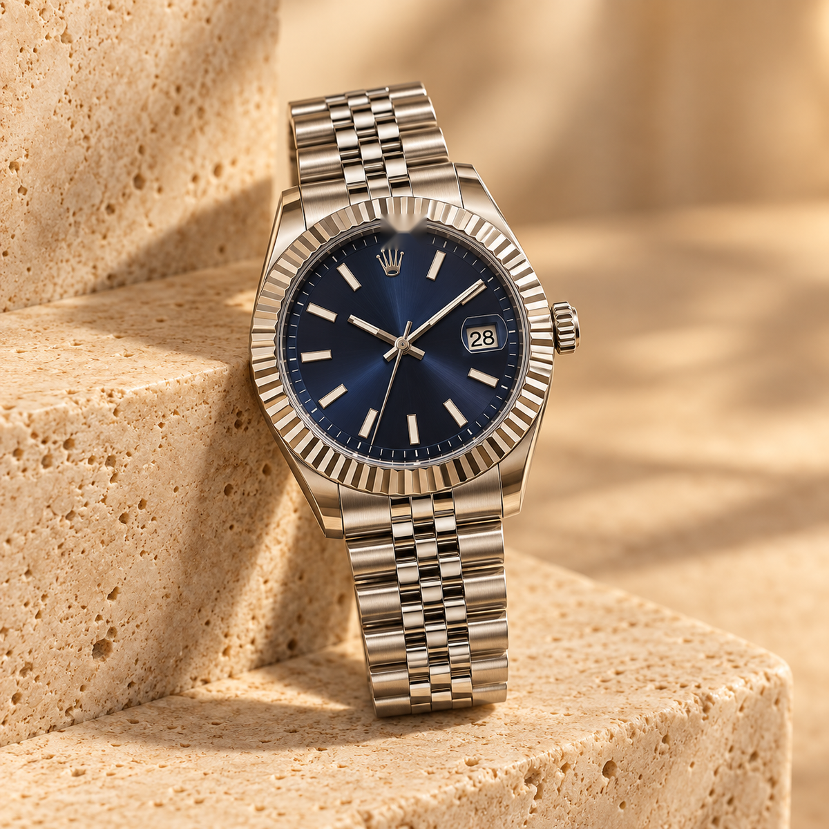 Montre Classique Homme — Cadran Bleu Nuit