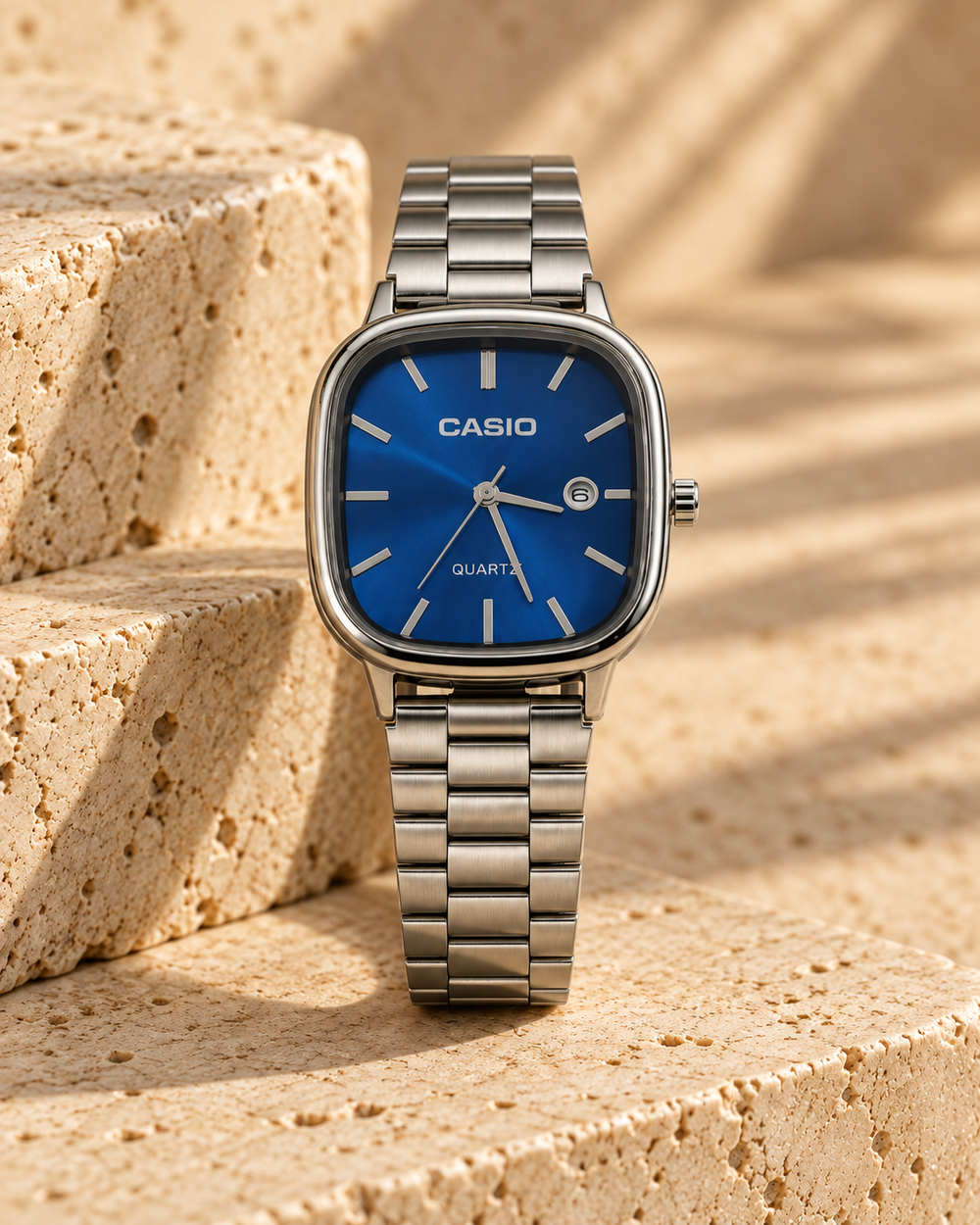Montre Homme — Gris / Cadran Bleu Nuit