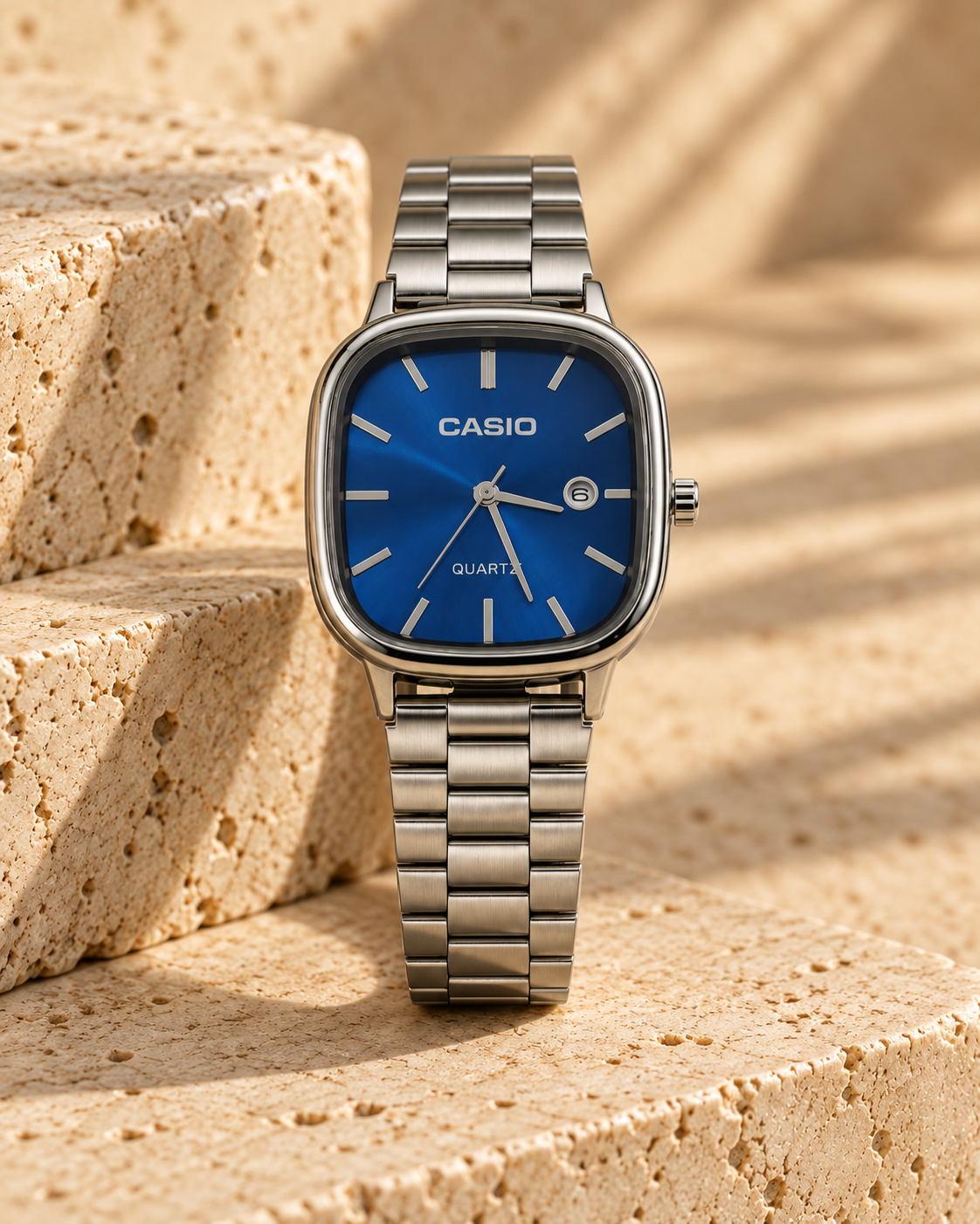 Montre Homme — Gris / Cadran Bleu Nuit