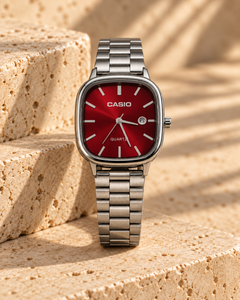 Montre Homme — Gris / Cadran Rouge