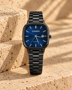 Montre Homme — Noir / Cadran Bleu Nuit