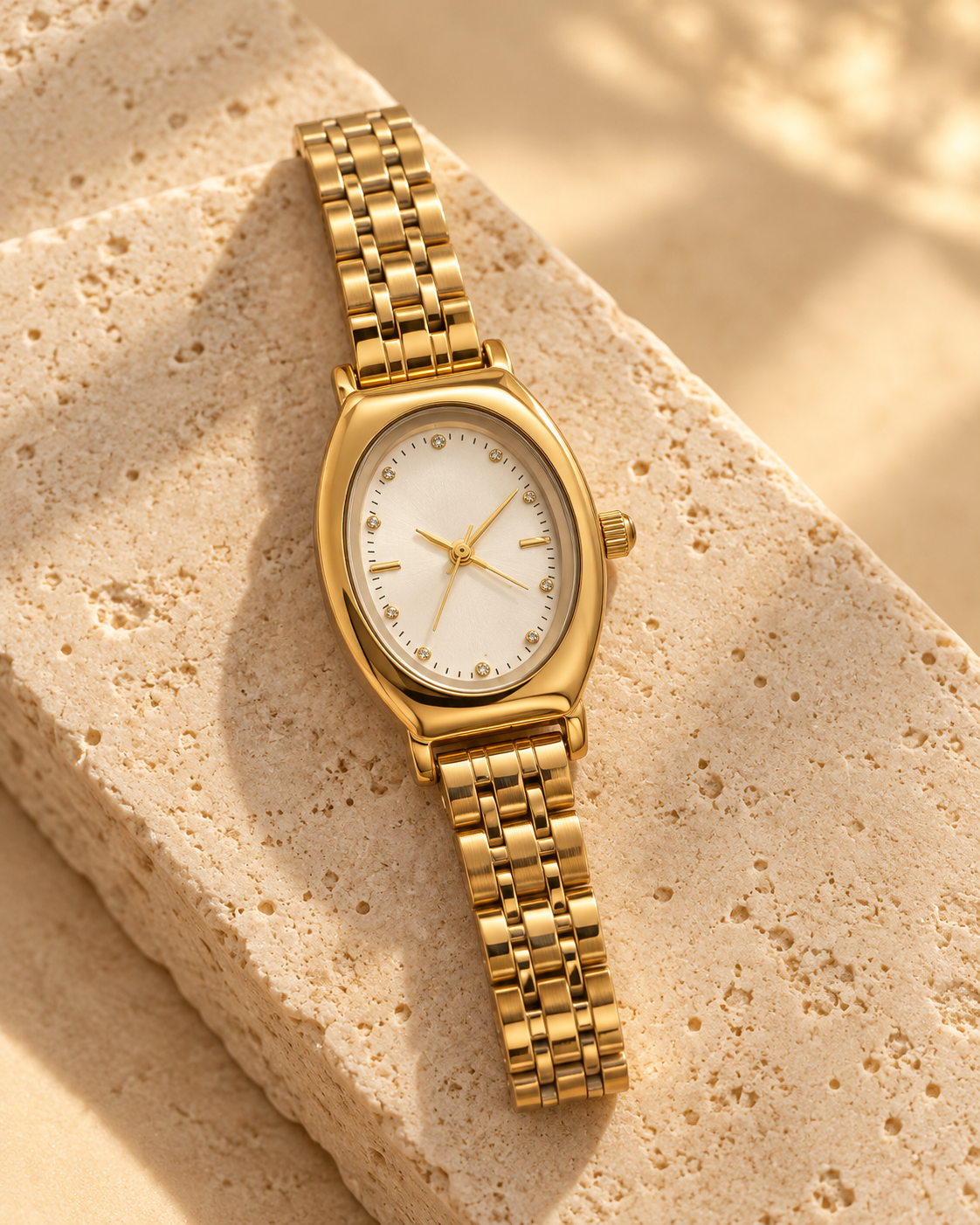 Montre Ovale Femme — Gold / Tableau Blanc