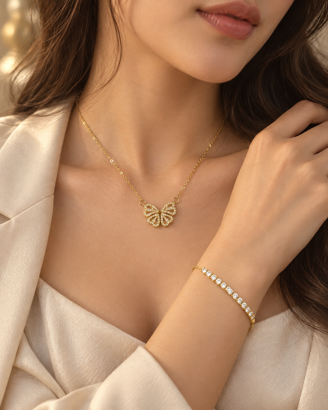 Parure Papillon Femme — portée — Estevan & Co.